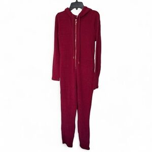 Cozy Red Hooded Jumpsuit